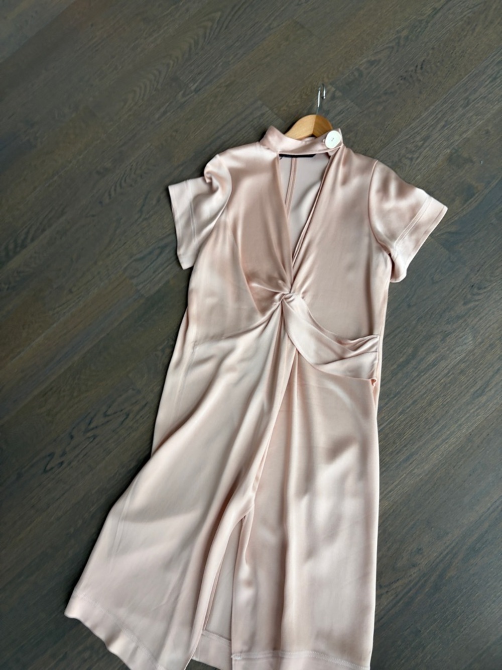 Zara Blush Pink Twist-Front Midi Dress